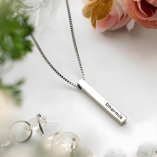 Silver Plated Personalized 3D Bar Pendant