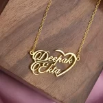 Half Heart Couple Name Necklace