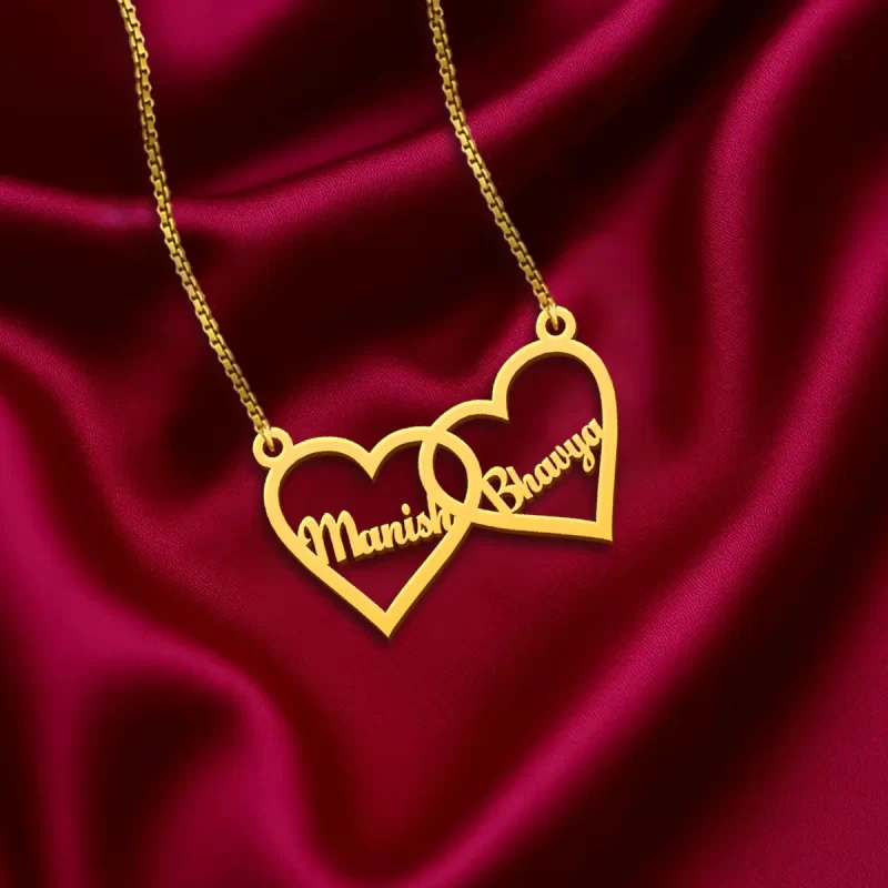 Couple Two Big Heart Name Pendant