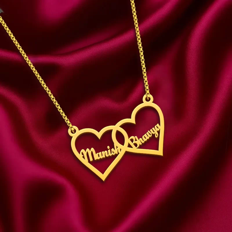 Couple Two Big Heart Name Pendant