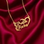 Half Heart Couple Name Necklace