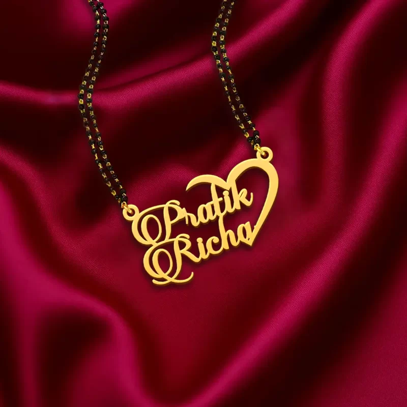 Half Heart Couple Name Necklace