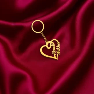 Heart Couple Name Keychain
