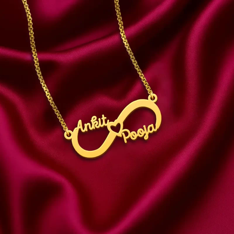 Infinity Heart Style Couple Name Necklace