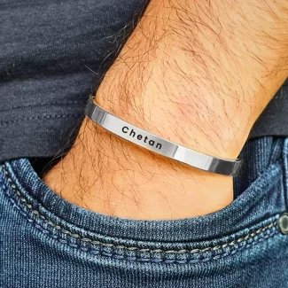 Men And Women Silver Adjustable Name Bracelet