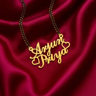 Two Heart Couple Name Pendant