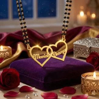 Personalized Double Heart Couple Name Necklace