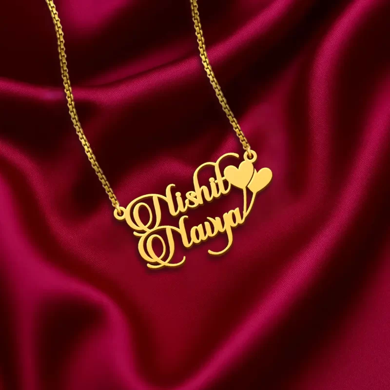 Heart Balloon Couple Name Necklace