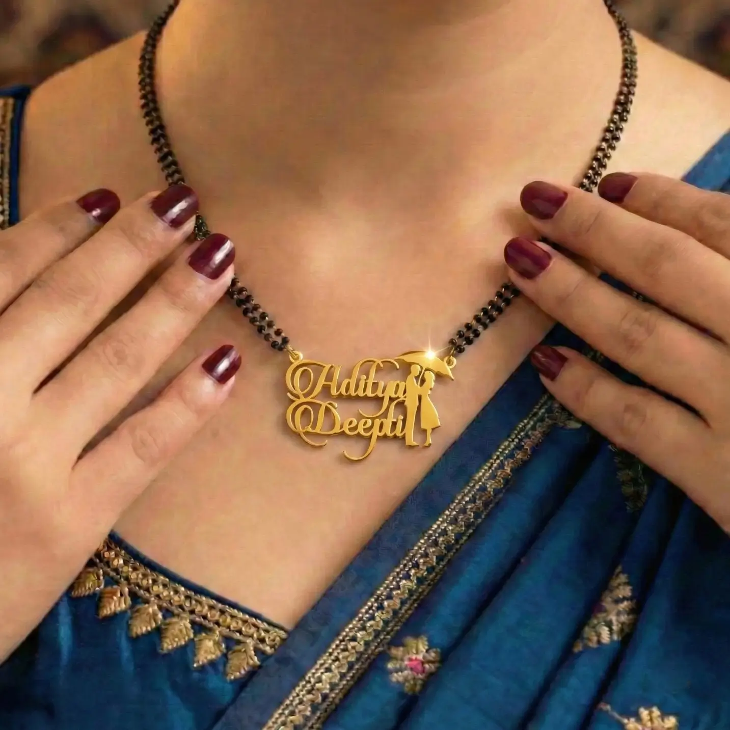 Umbrella Couple Name Necklace (1)