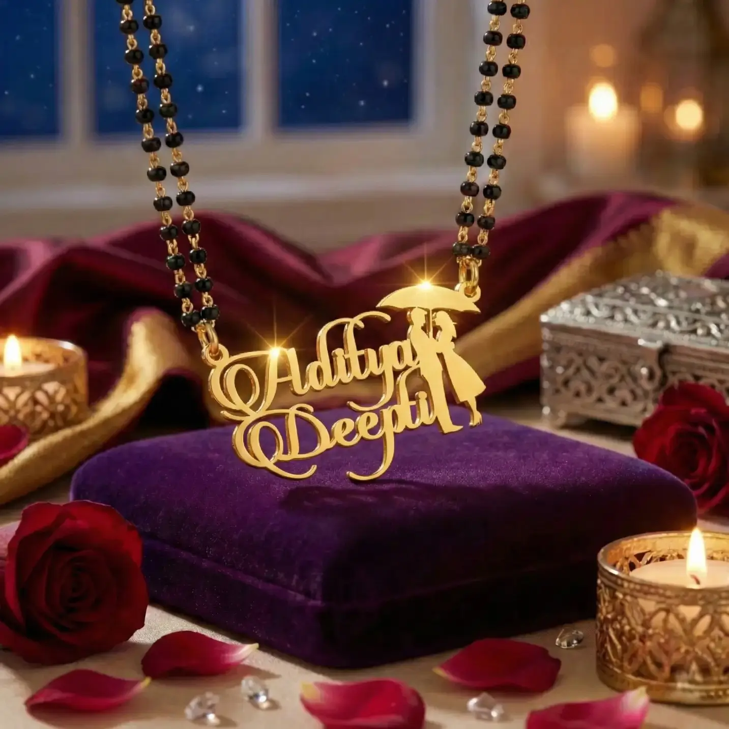 Umbrella Couple Name Necklace (2)