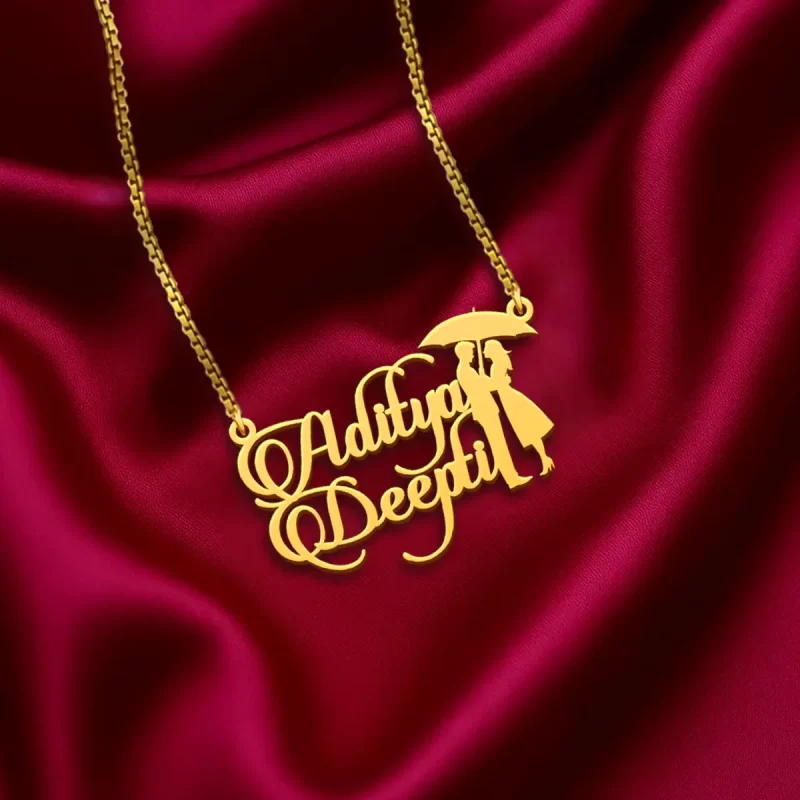 Umbrella Couple Name Necklace