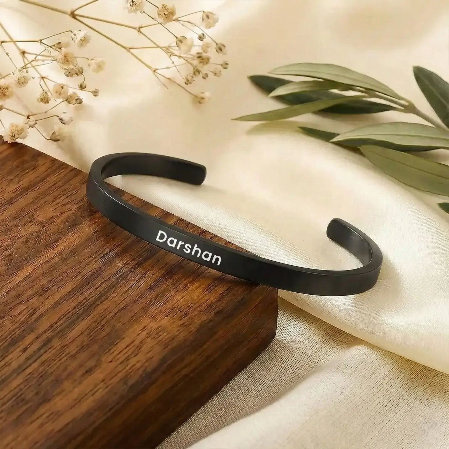 black-kada-1 Black Personalized Engraved Name Bracelet