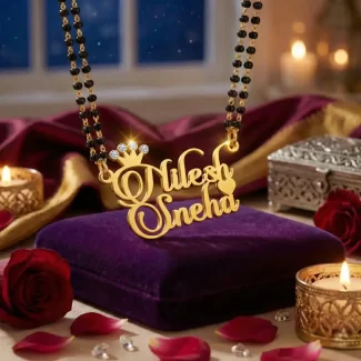 Diamond Couple Name Necklace Gift