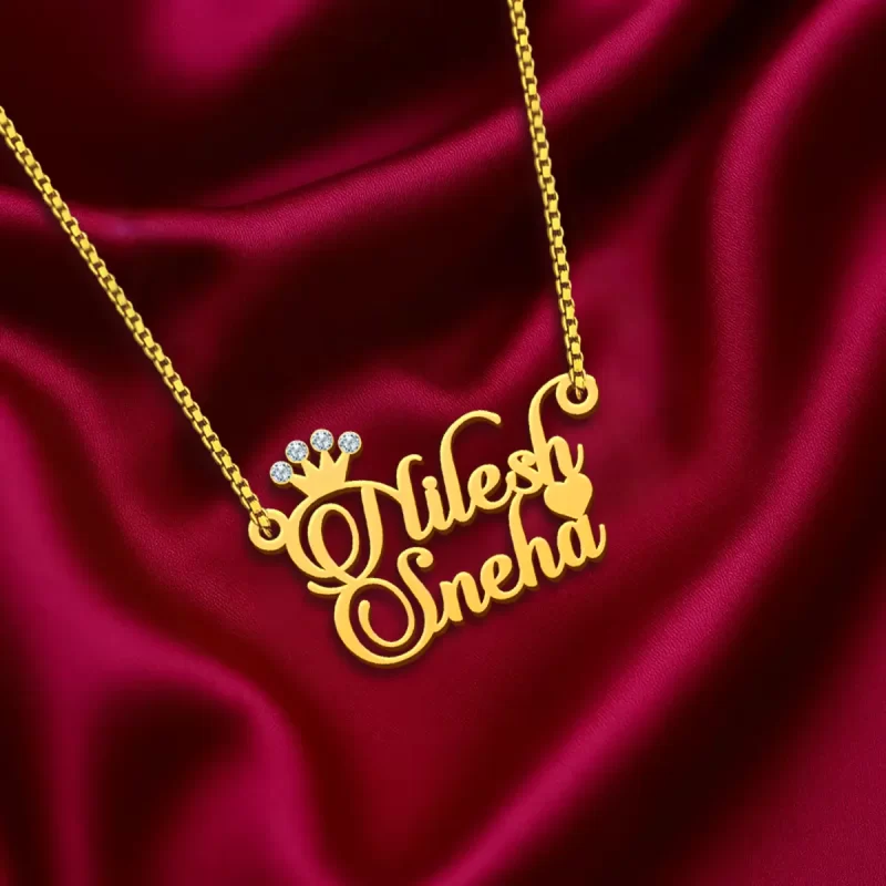 Diamond Couple Name Necklace