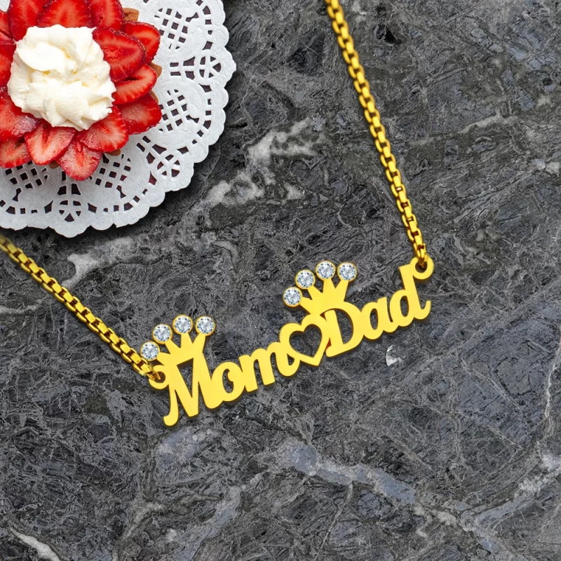 Mom Dad Diamond Name Necklaces