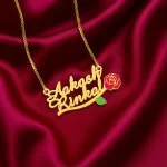 Rose Couple Name Necklace