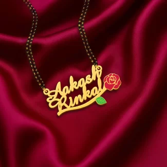 Rose Couple Name Necklace