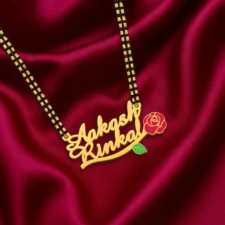Rose Couple Name Necklace