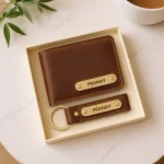 Brown Premium Wallet And Keychain Combo