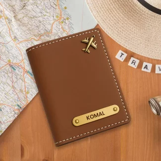 Custom Name Brown Passport Cover