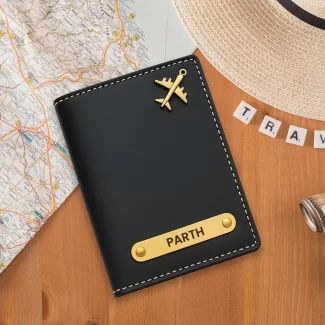 Custom Name Black Passport Cover