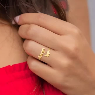 Personalized Butterfly Name Ring
