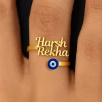 Personalized Evil Eye Couple Name Ring