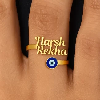 Personalized Evil Eye Couple Name Ring