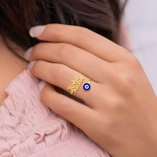 Personalized Evil Eye Couple Name Ring