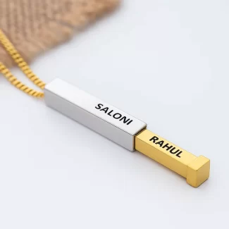 Custom Two-Tone Name Bar Necklace