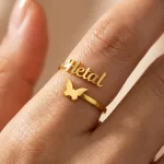 Custom Butterfly Name Ring