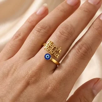 Evil Eye Couple Name Ring