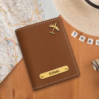 Custom Name Brown Passport Cover
