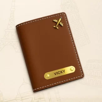 Custom Name Brown Passport Cover