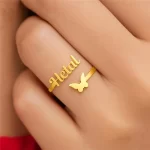 Personalized Butterfly Name Ring