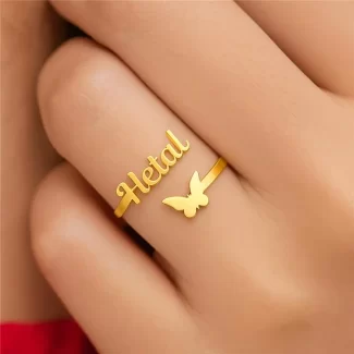Personalized Butterfly Name Ring