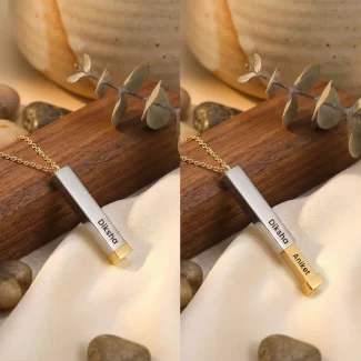 Personalized Names Two-Tone Extending Bar Necklace