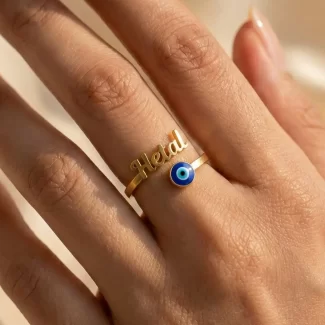 Custom Evil Eye Name Ring