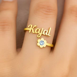 Personalized Diamond Flower Name Ring