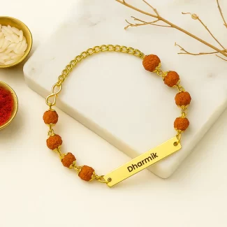 Personalized Rudraksh Rakhi With Name