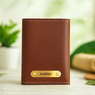 3-Fold Brown Custom Name Wallet