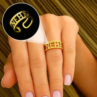 Personalized Block Letter Name Ring