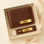 Brown Premium Wallet And Keychain Combo
