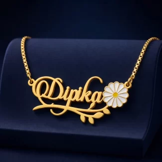 Flower and Leaf Name Necklace