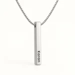 Personalized Silver Finish 3D Bar Pendant on an cream background