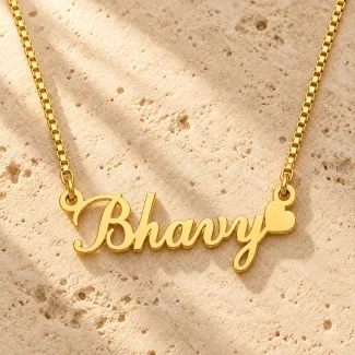 Curved Heart Name Necklace