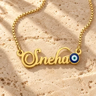 Blue Evil Eye Name Necklace
