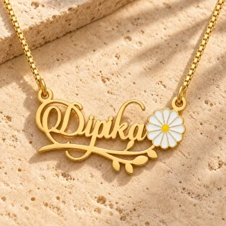Flower and Leaf Name Necklace